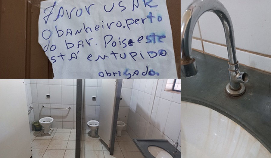 Banheiro da Rodoviária, alvo de permanente vandalismo, está fechado há dois anos.